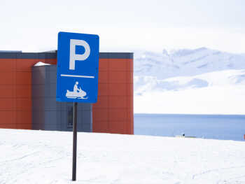 Snowmobile parking in Barentsburg