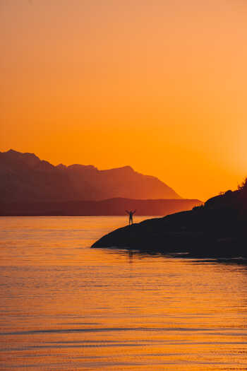 Midnight sun by the Lyngenfjord