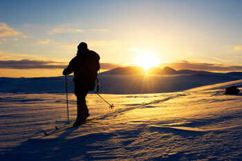 Sunset skiing
