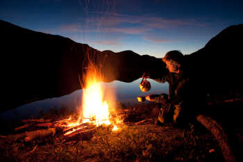 Campfire in the wilderness