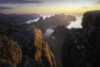 Two fjords and the horizon at Midnight