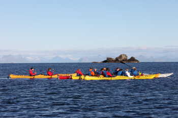 Sea kayaking at Nyvågar