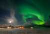 Full moon and northern light